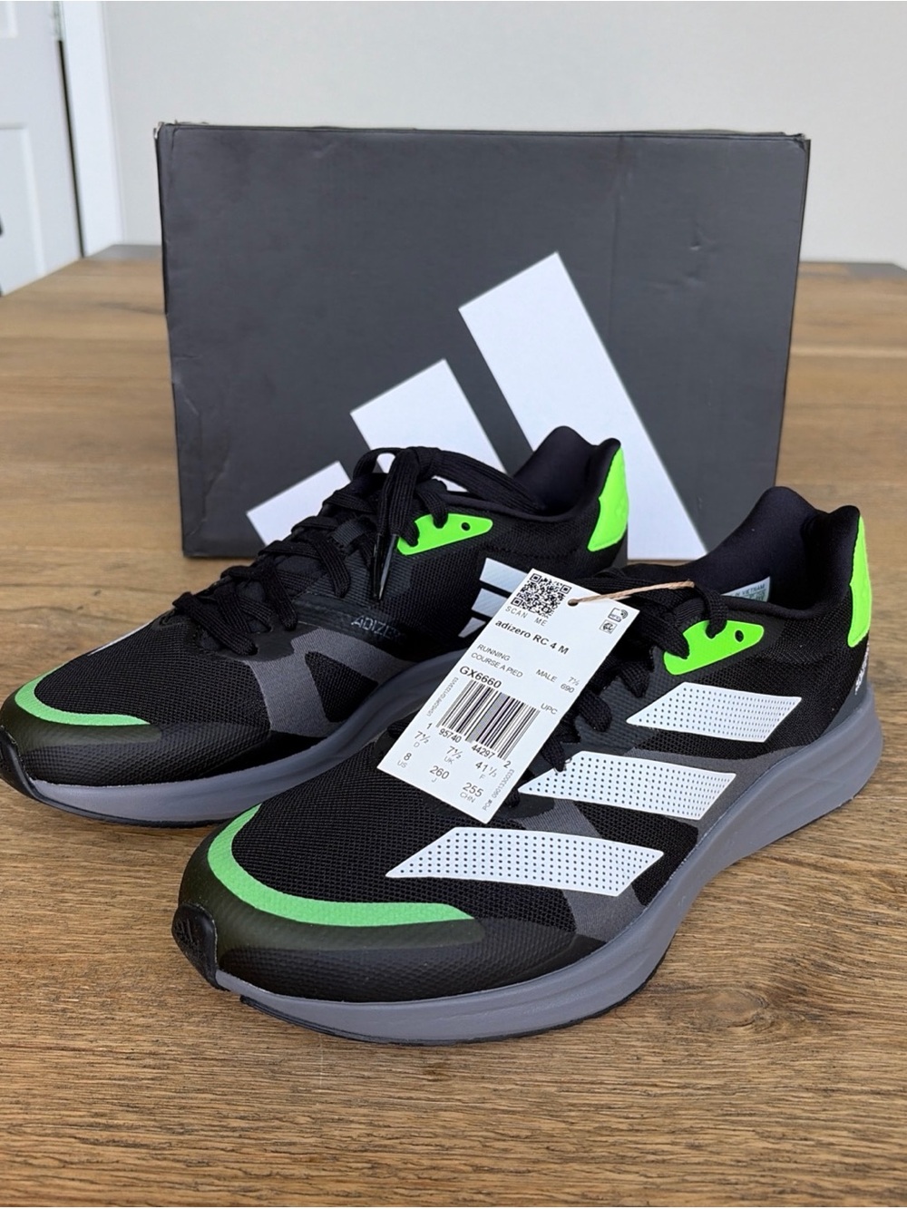 Size 8 Mens / 9 Womens Adidas Adizero RC 4 M Core Black Solar Green Shoes GX6660